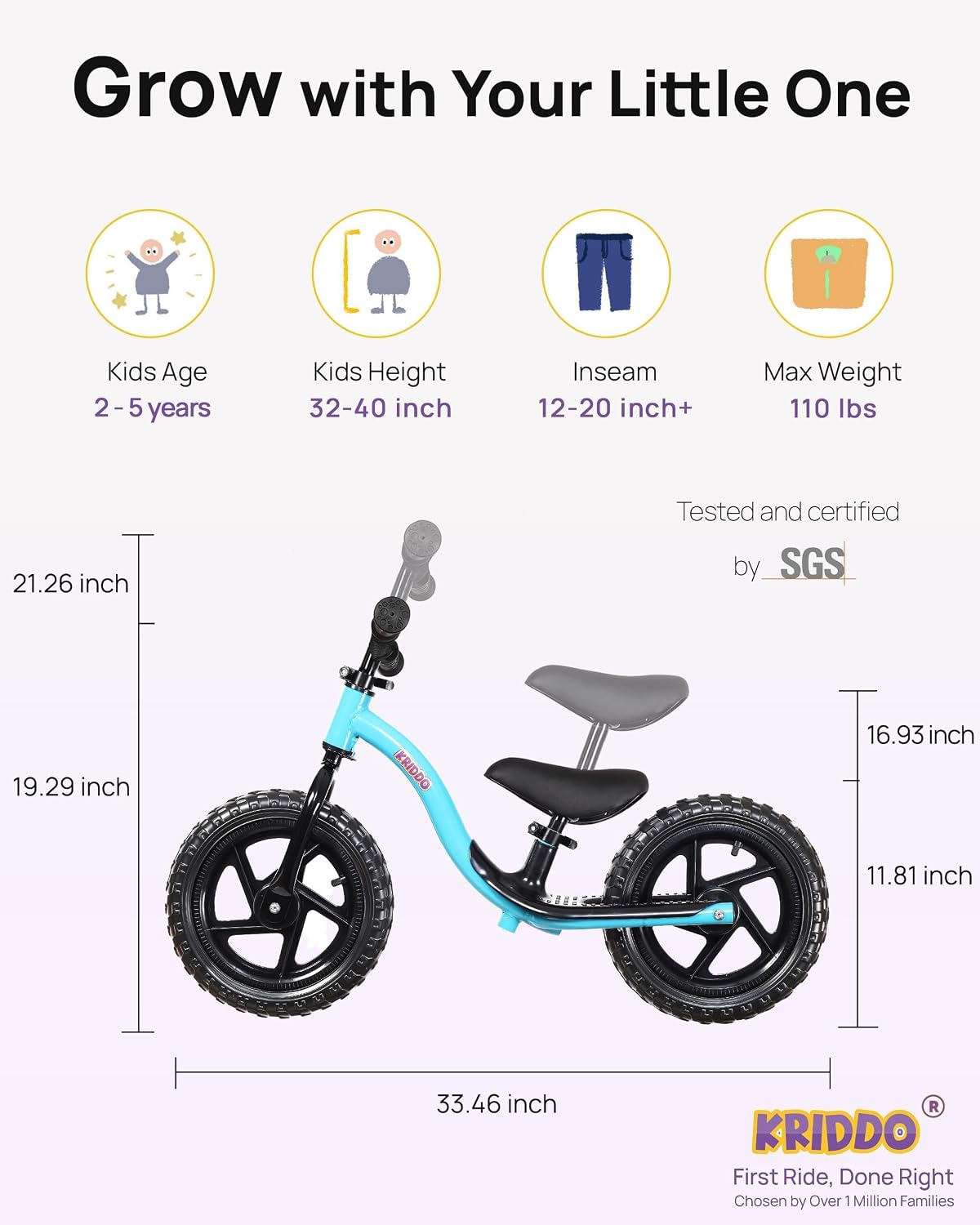 KRIDDO Toddler Balance Bike 2 Year Old, Kids Balance Bike for 2-5 Years Old image 2