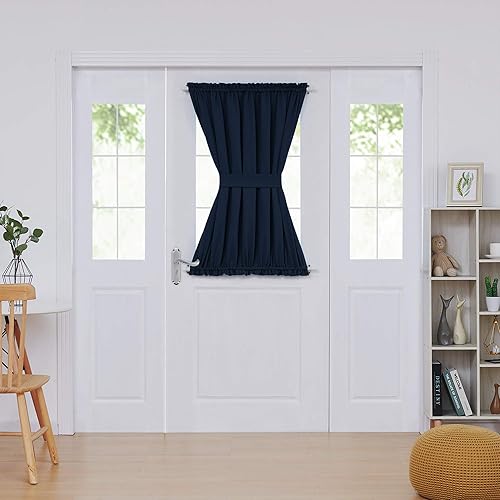 Miniatura 78 de Deconovo Cortina opaca de Navidad para puertas de vidrio y luces laterales, panel de privacidad con aislamiento térmico con doble bolsillo para