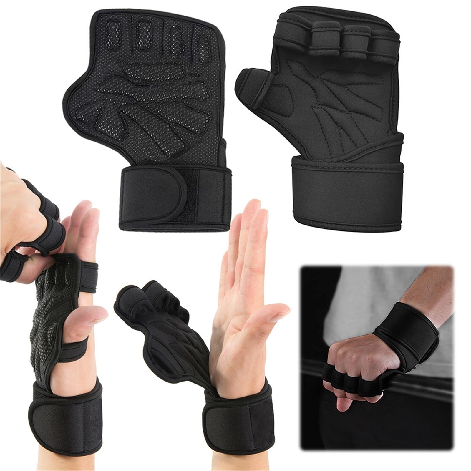 Guanti Da Fitness Guanti da allenamento for sollevamento pesi con supporto for il polso, guanti da palestra regolabili, antiscivolo for uomo e donna Per Il Fitness