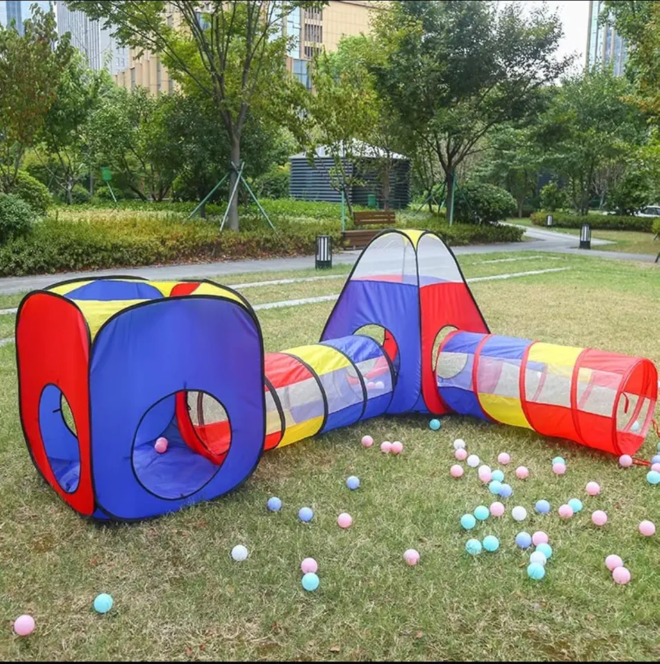 Toca Túnel Colorida Tenda Barraca Infantil Cabana Menina/Menino. (4em1)