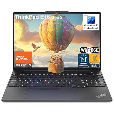 Lenovo ThinkPad E16 G2 Business Laptop Computer, 16" FHD+, AMD 8-Core Ryzen 7 7735HS (Beat i7-1360P), 64GB DDR5, 1TB PCIe SSD, WiFi 6E, Fingerprint Reader, Backlit Keyboard, Windows 11 Pro, AZ-XUT
