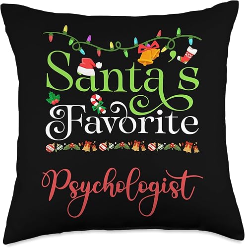 Santa's Worker Holiday Threads Santas Favorite Psychologist Holiday Top Elf Profession Throw Pillow, 18x18, Multicolor