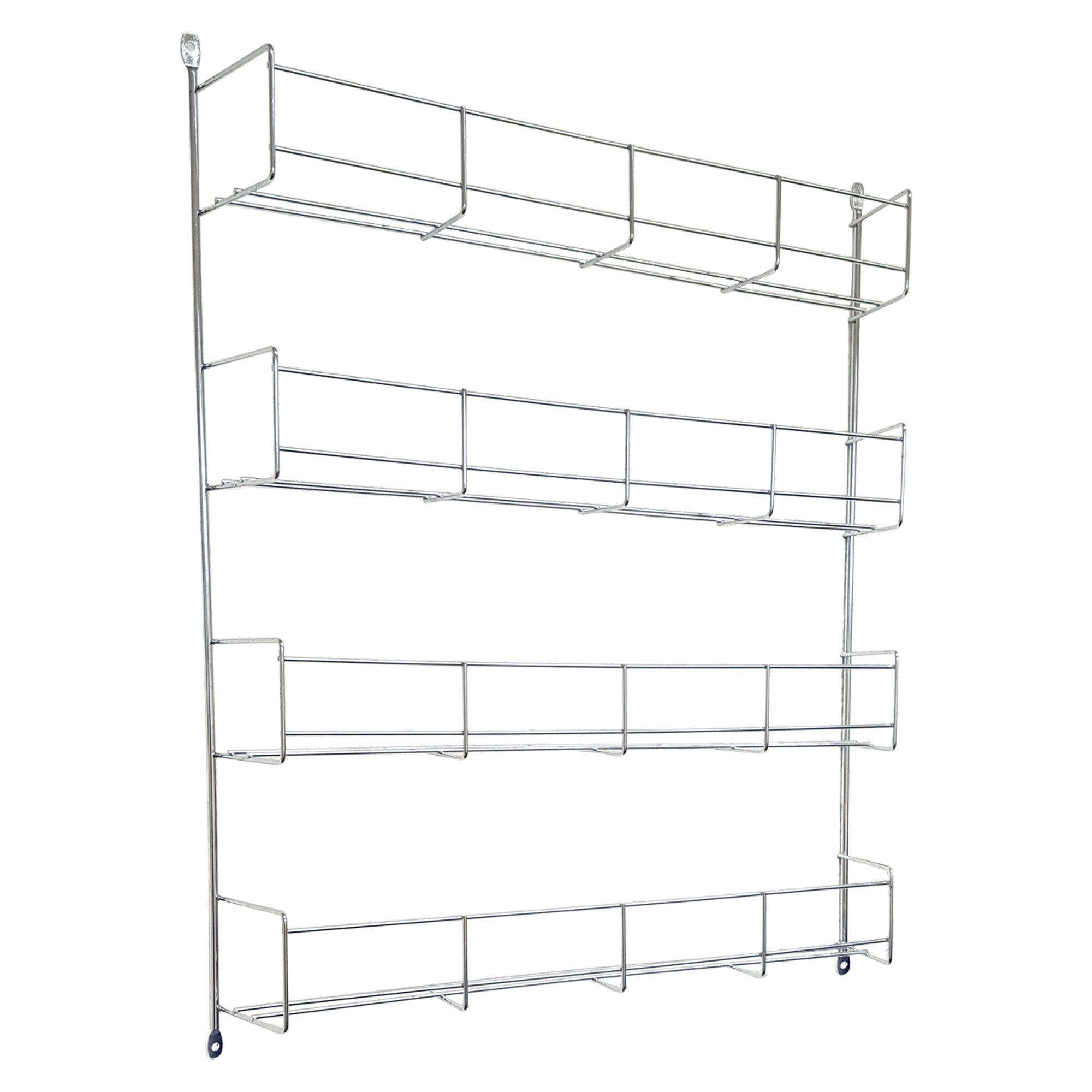 Denny International Silver 3, 4 And 5 Tier Herb Spice Jar Rack Kitchen Door Cupboard Wall Holder Storage Unit (4 Tier)
