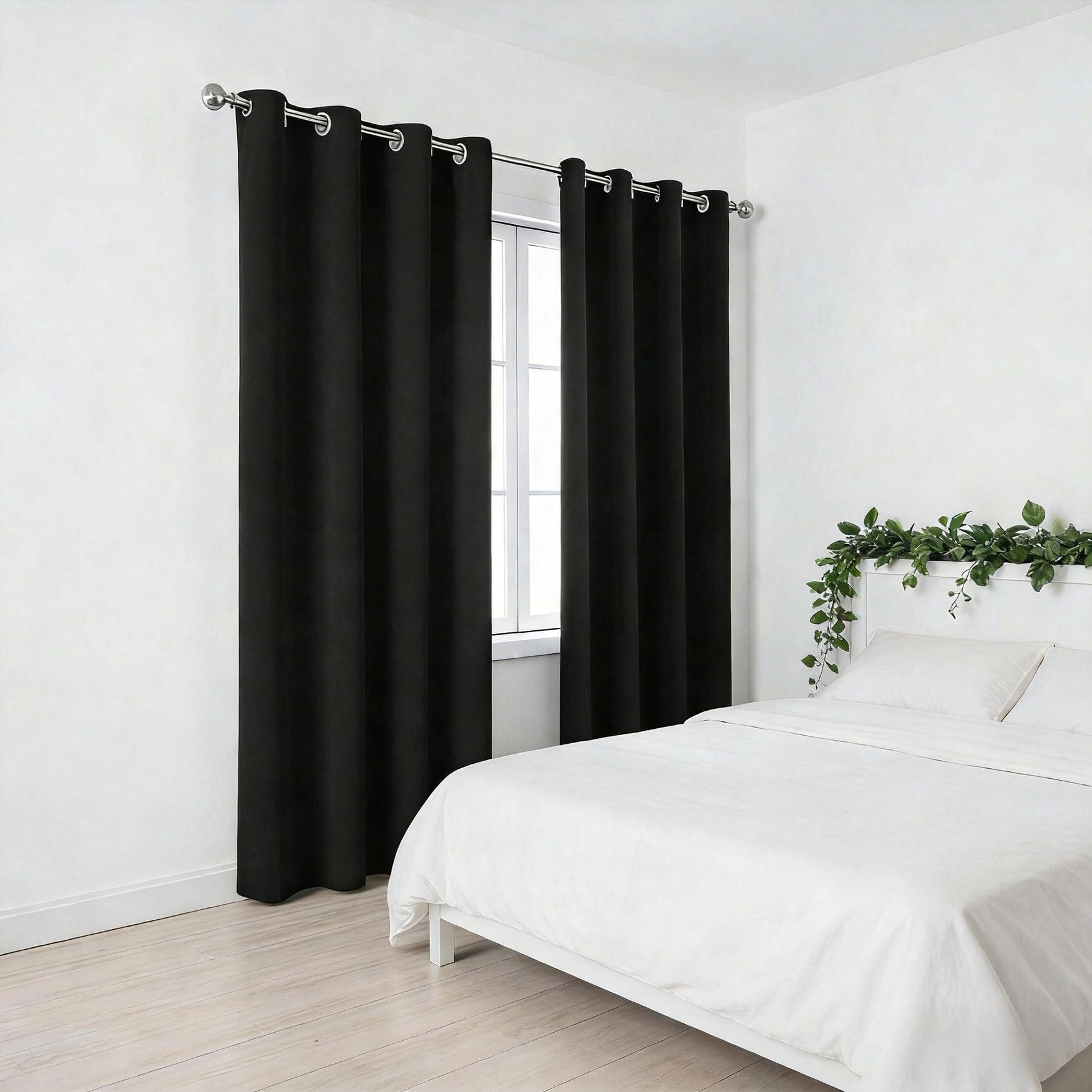 Rideau occultant thermique isolant anti froid moderne noir pour chambre
