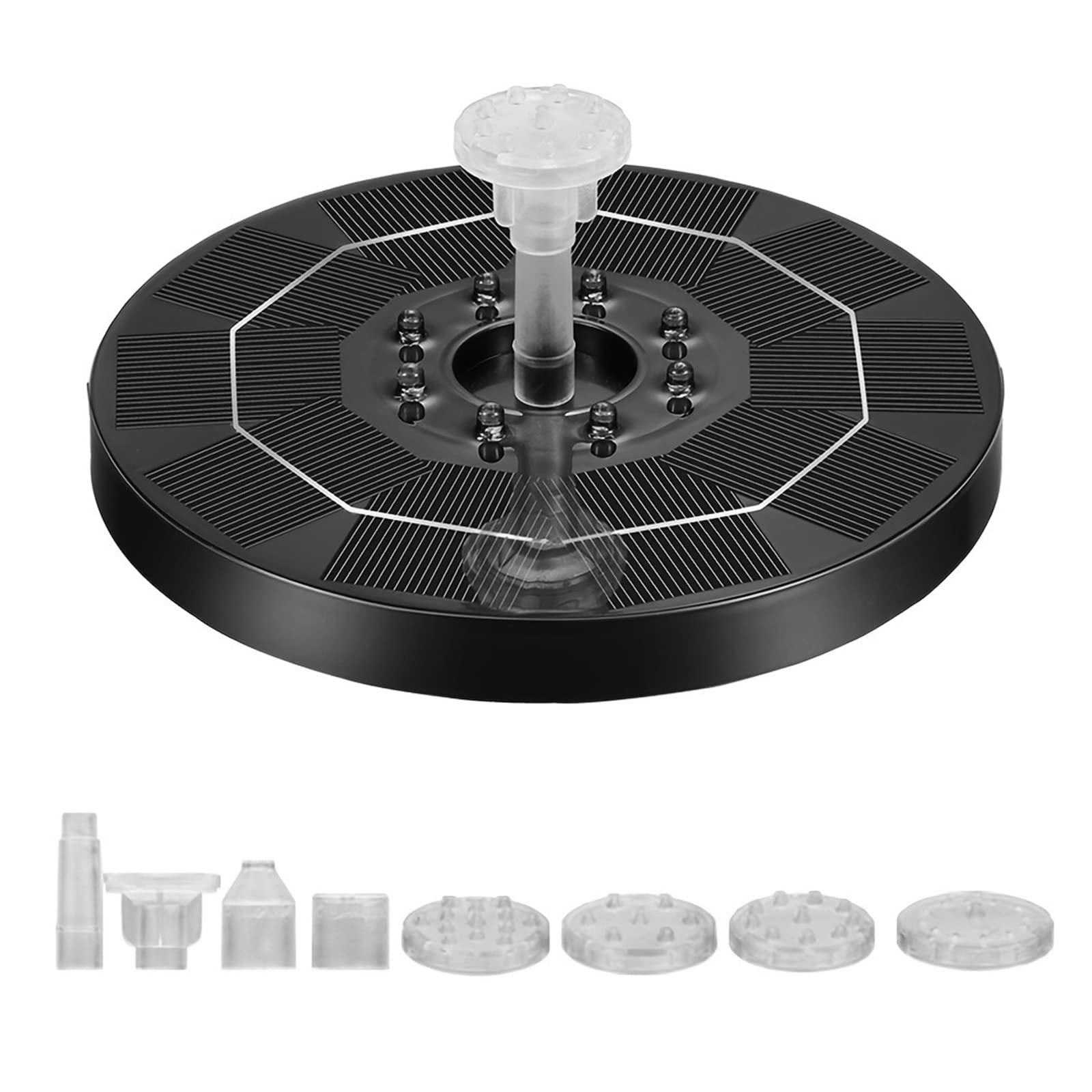 3W Solar Bird Bath Fountain Pumps For Gardens Ponds Swimming Pools With LED Lights, Storage Batteries Spray Water At Night Efficient Use Of Energy