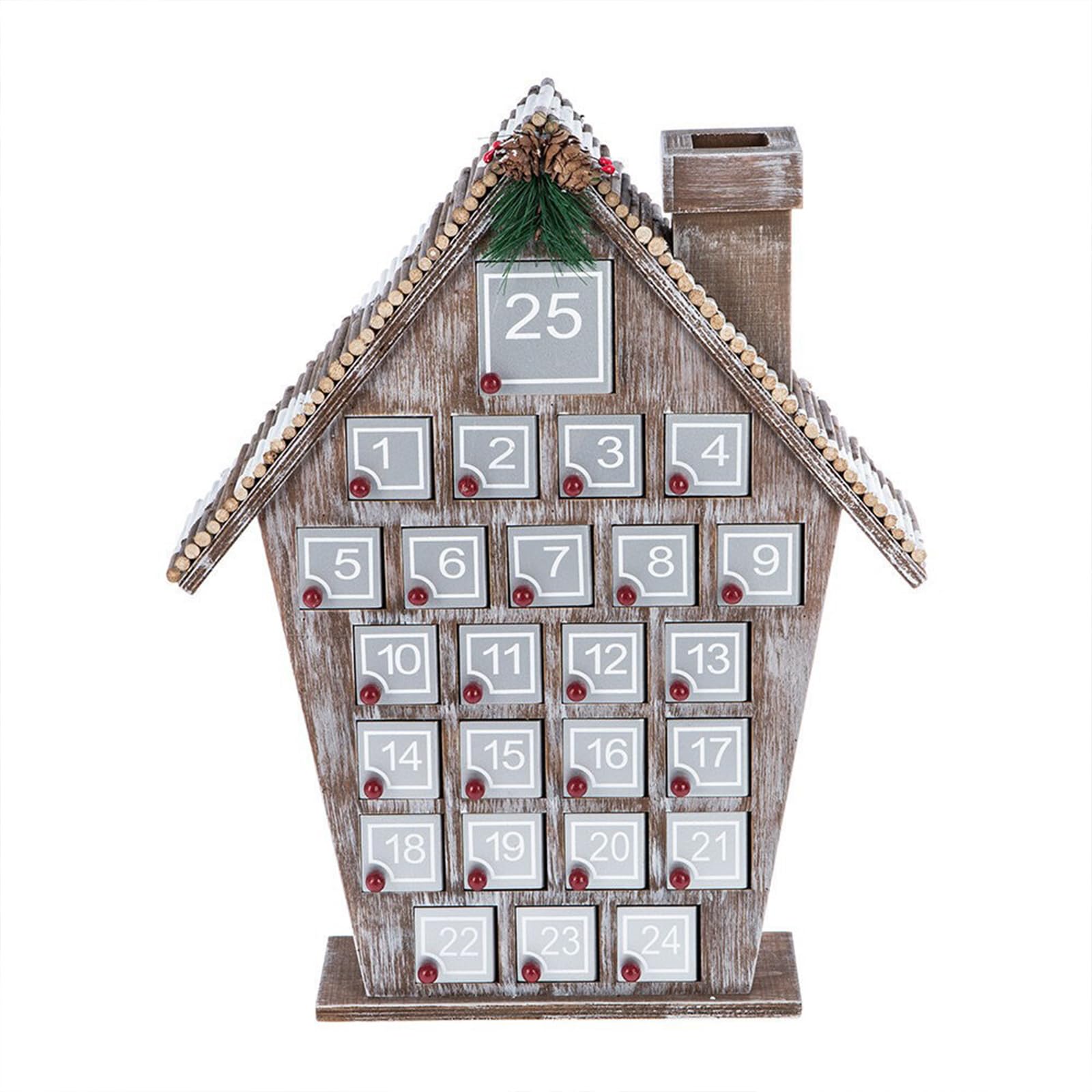 Calendario Dell'Avvento di Natale in Legno, Calendario Dell'Avvento a Forma di Casa con 24 Cassetti e Numeri da Riempire 2024, Calendario Dell'Avvento Riutilizzabile Fai-da-te