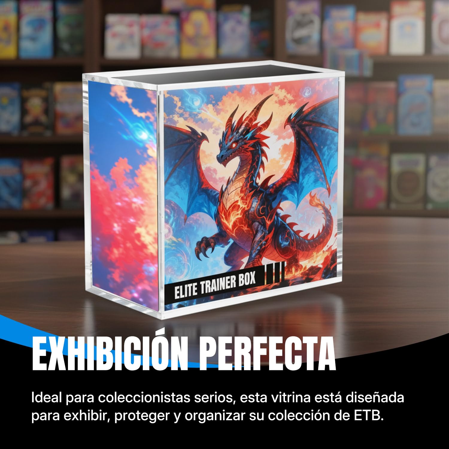 Wigearss Caja de Acrílico Magnética Protección para Pokémon Elite Trainer Box, Caja Protectora Transparente Magnética para Pokémon Elite Trainer Box