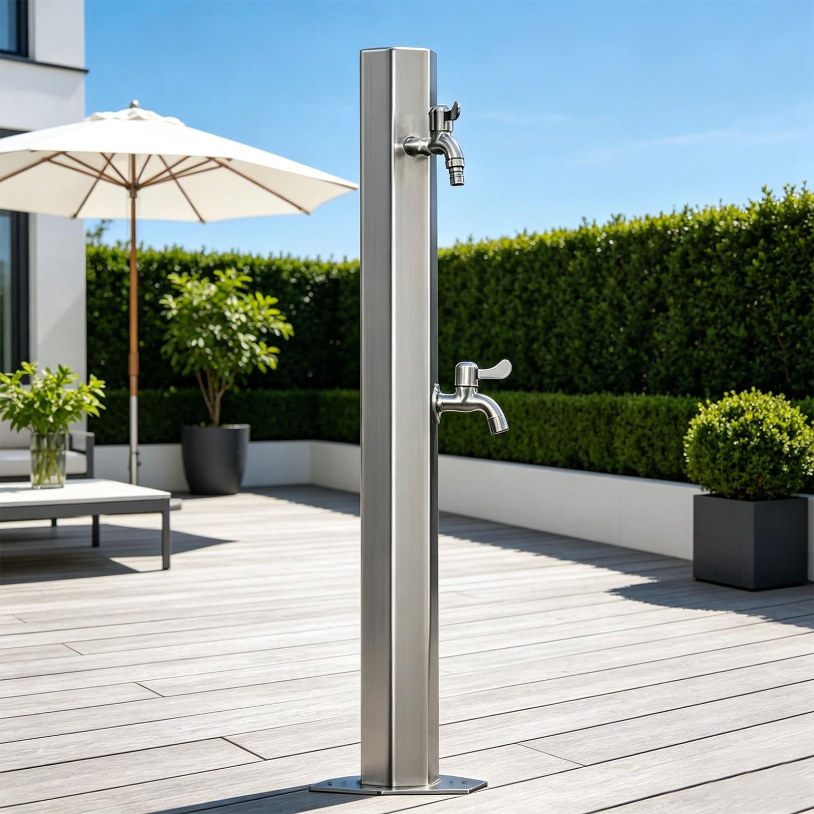 Sxbhdm One Color Stainless Steel Vertical Garden Water Column - Freestanding Irrigation Double Faucet With Outlet Tap, Antifreeze Design For Outdoor Gardens & Parks
