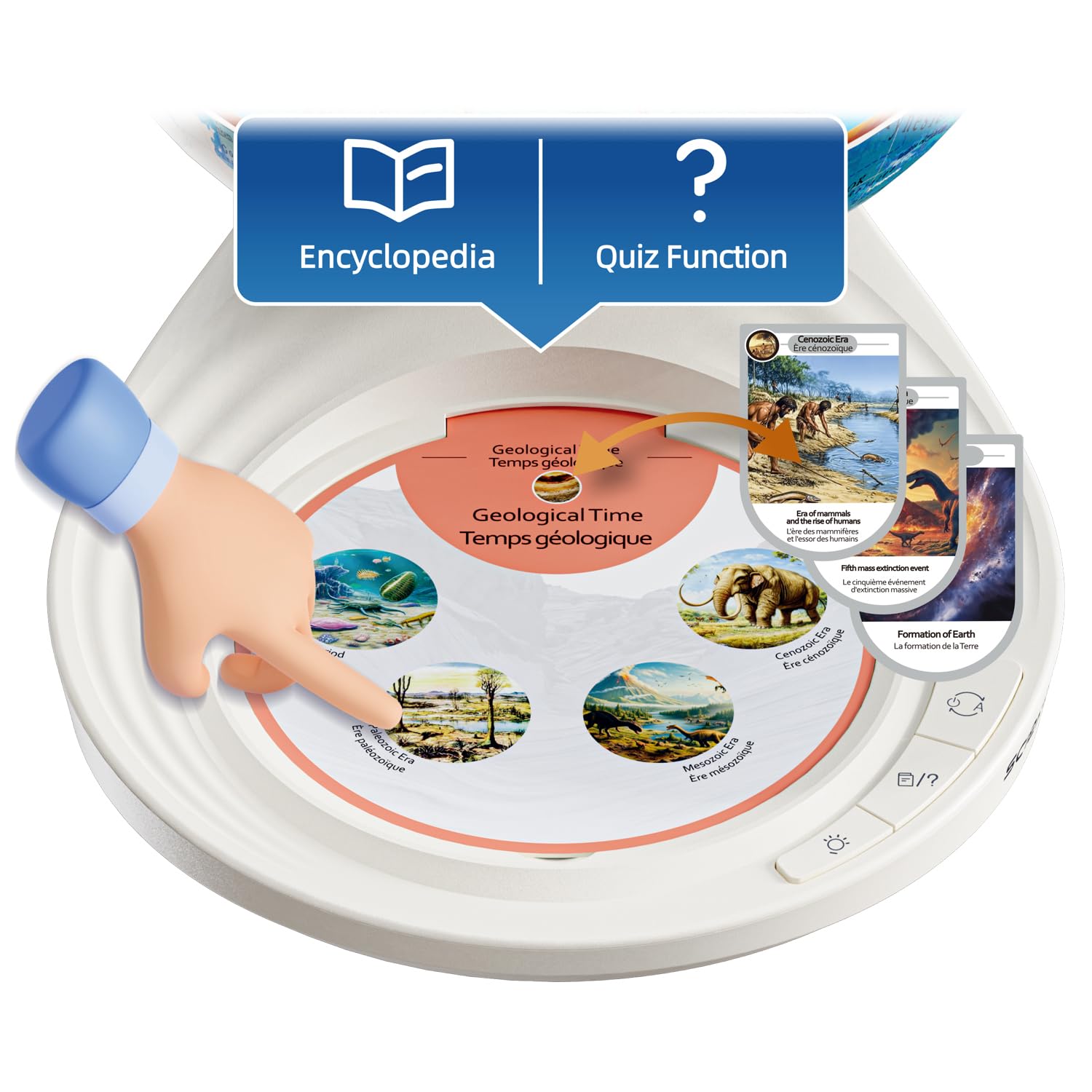 Canal Toys - So Science - Interaktywny globus eksploracyjny 3D dla dzieci od 6 lat - Quiz dźwiękowy - Geografia i kultury świata - Mapy audio - Gra edukacyjna STEM - PL/en - COS 003FR