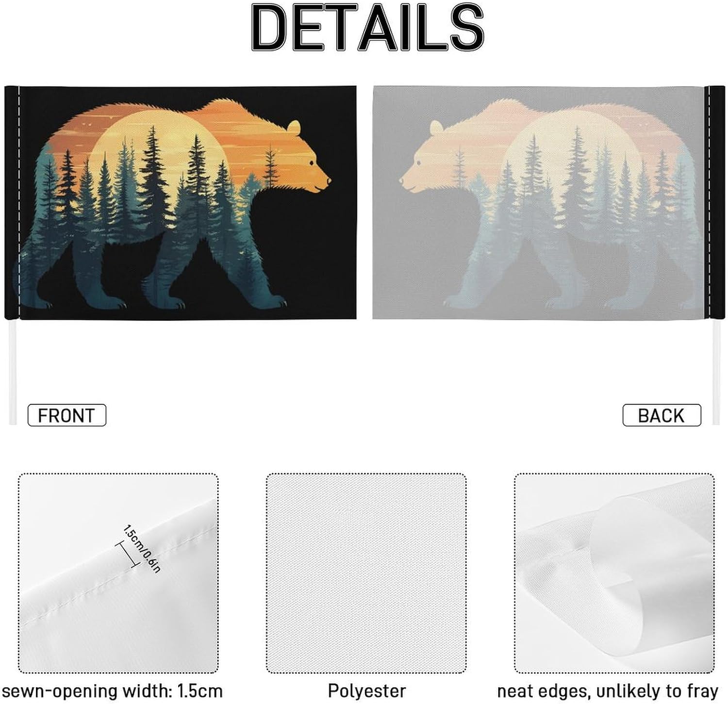 Bear Sunset Car Flag Polyester Clip Flags Mini Handheld Banners for Auto Outside Travel Decor image 3
