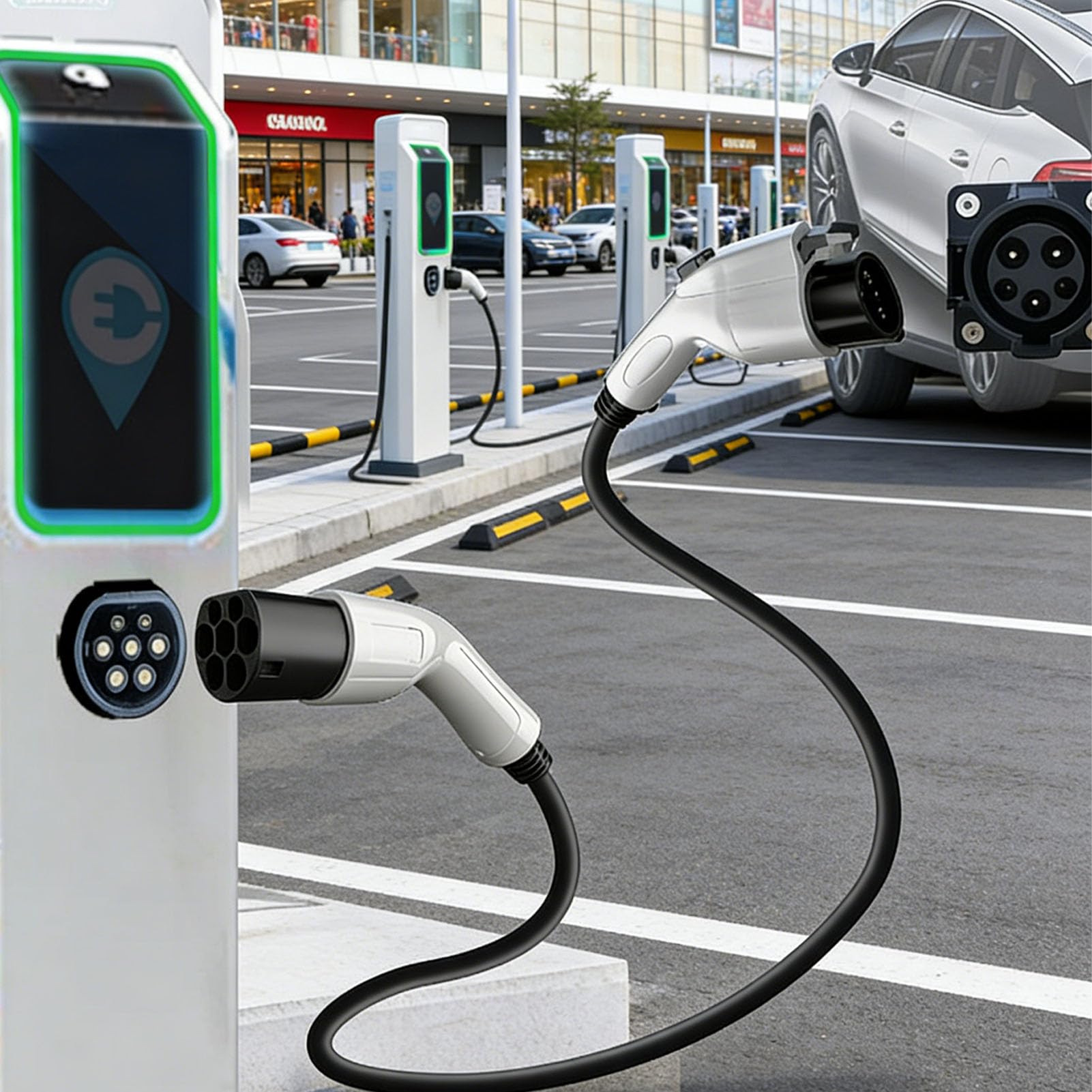 KIMISS 16FT Typ 2 do J1772 EV Przedłużacz 32A Przedłużacz Ładowarki EV z Woreczkiem na Wodoodpornym i Przechowywaniem do Ładowania Pojazdów Elektrycznych J1772 w Domu i w Podróży