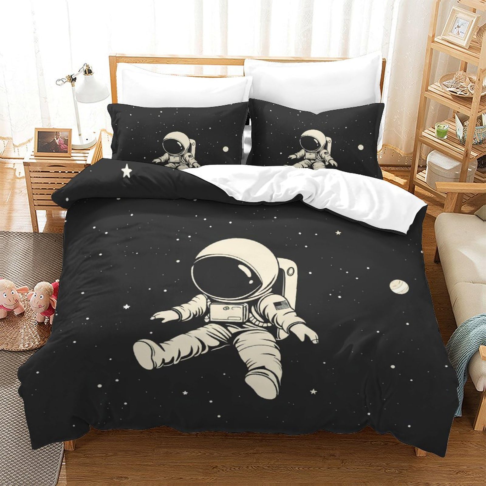 Housse de couette astronaute grand lit pour une chambre d'enfant sur le thème espace
