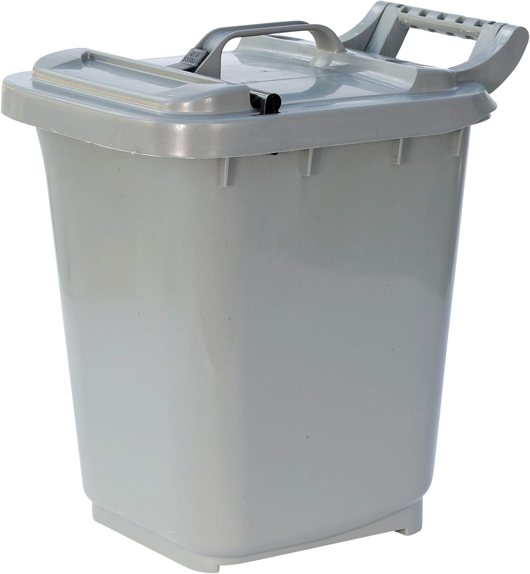 Kerbside Compost Caddy with Locking Lid - Silver Grey - for Food Waste Recycling (23 Litre) - 23L Plastic Composting Kerbside Bin