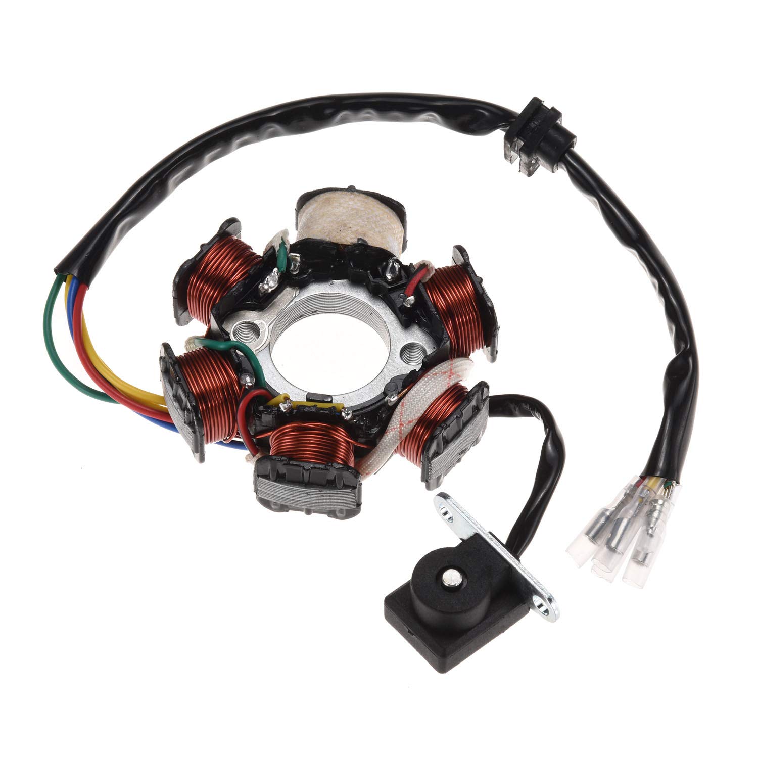 Bobina de estator eléctrica completa, arnés de cableado CDI, bujía, juego de arnés de cables cuádruple para 50cc 70cc 90cc 110cc 4 tiempos ATV Bike Buggy