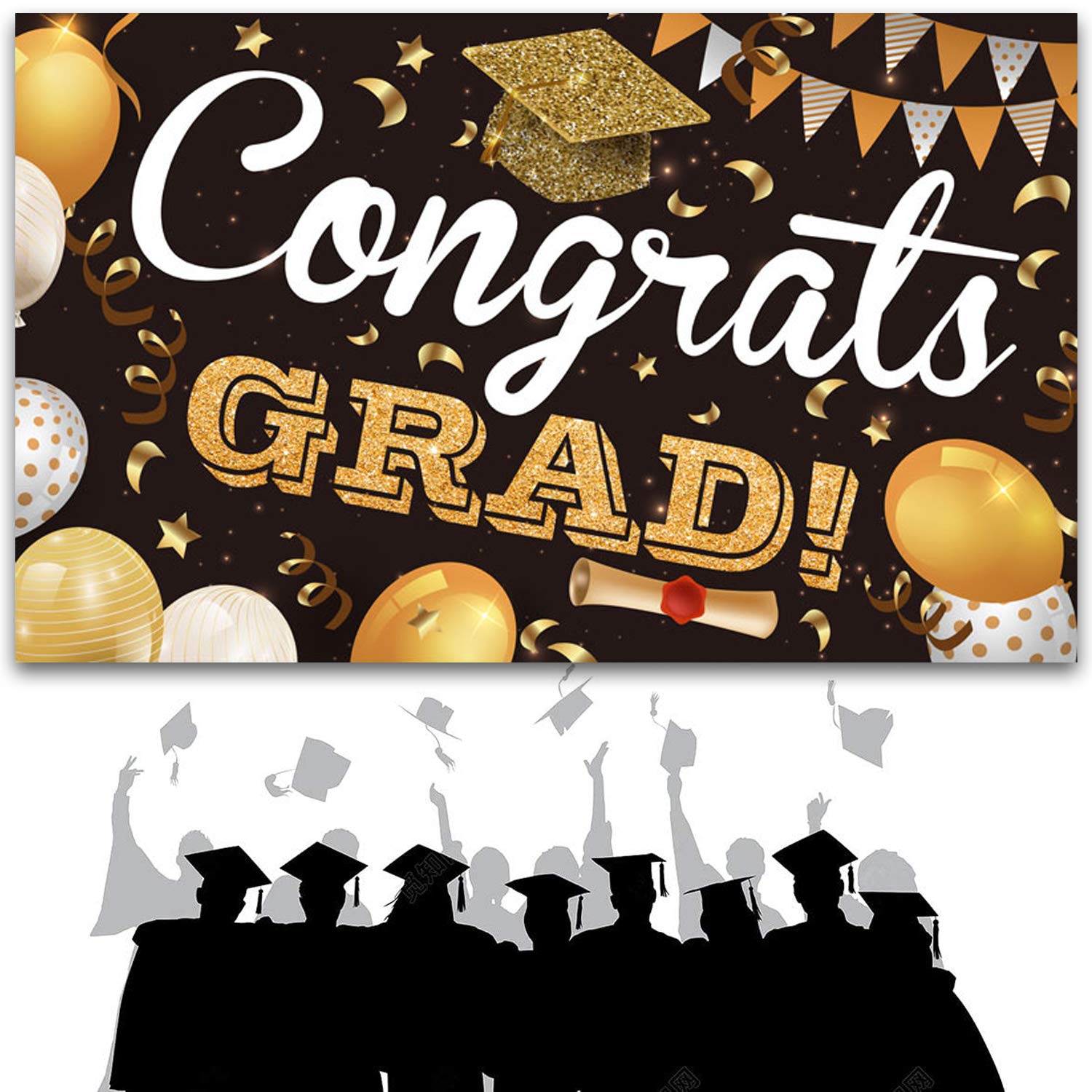Buy 2021 Graduation Party Supplies Decorations Black and Gold Congrats