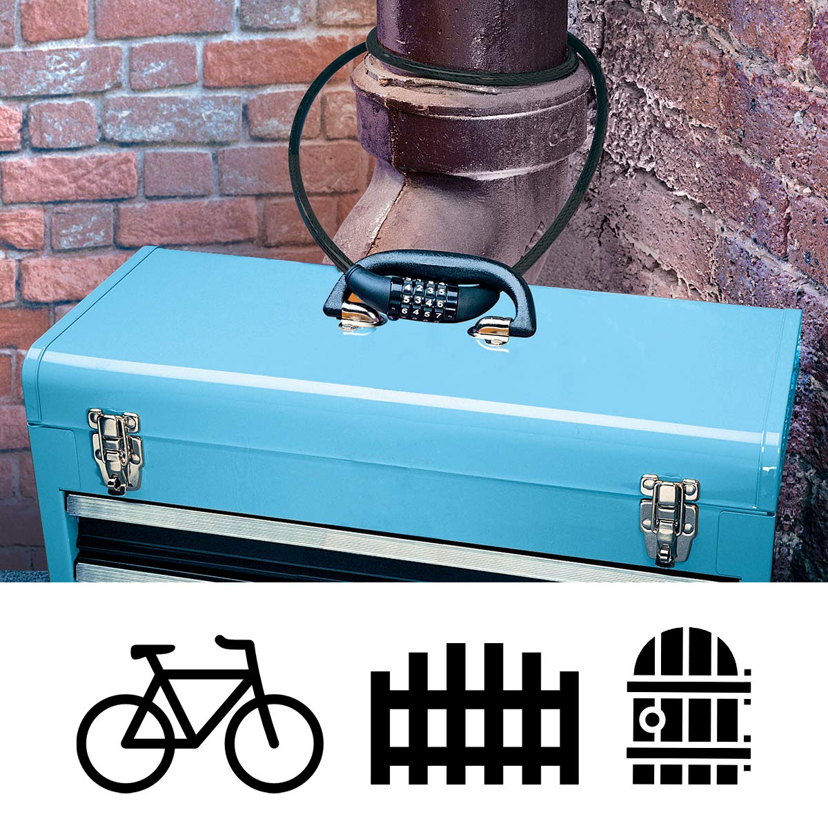 Câble Antivol Vélo Master Lock 1.5m - Combinaison 4 Chiffres Programmable - Acier Tressé