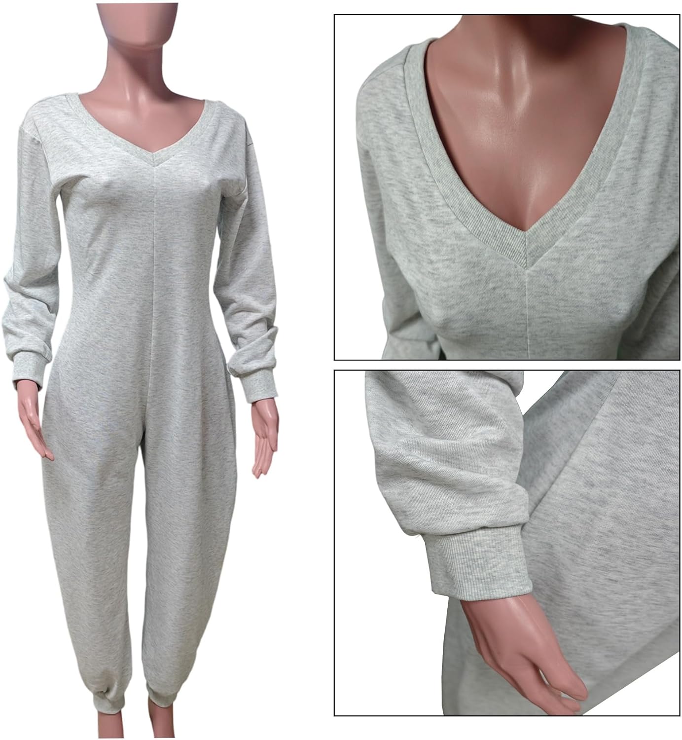 YOOTIKO Womens Fall Casual Jumpsuit Sexy Off Shoulder Long Sleeve Wide Leg Joggers Romper Lounge Outfits - Image 4