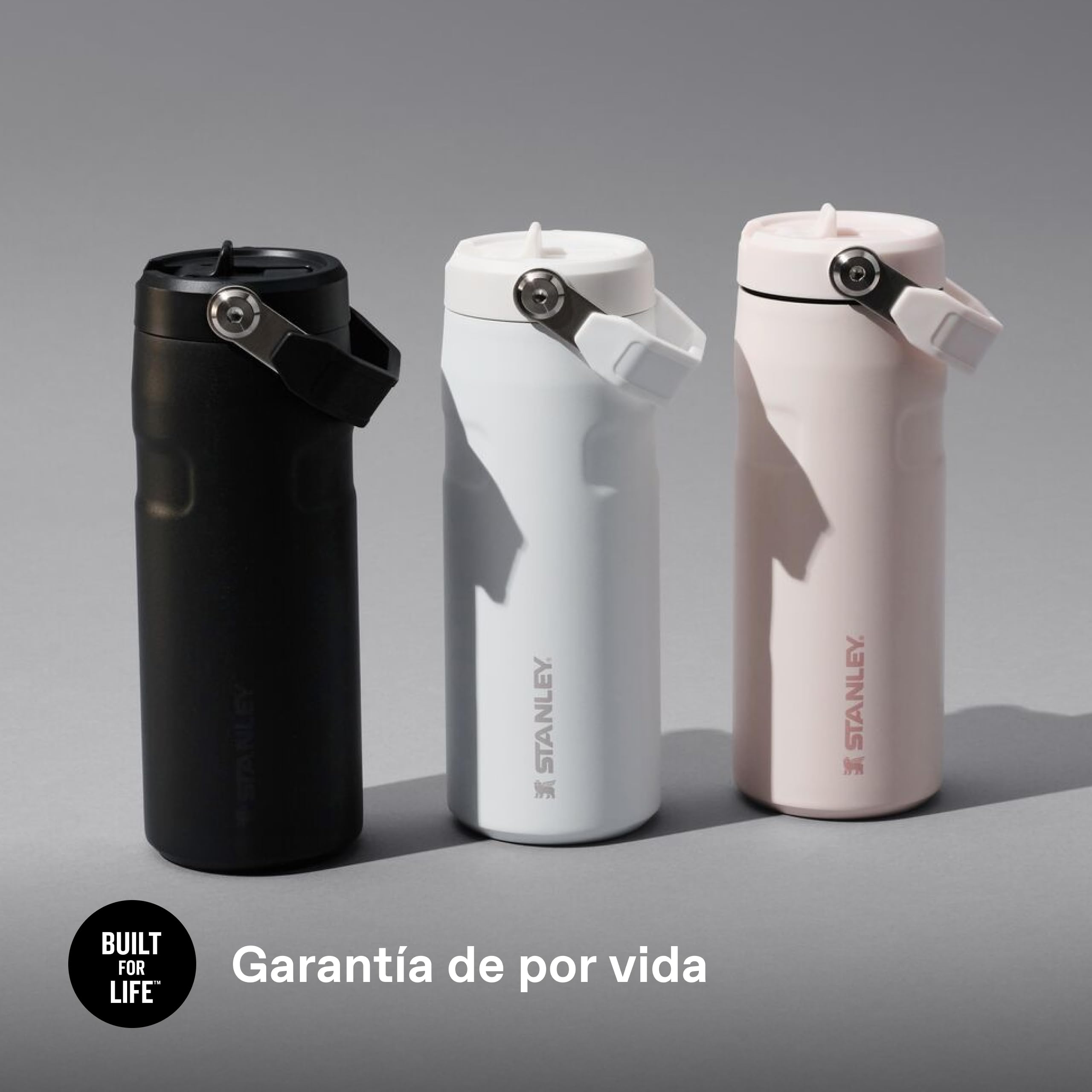 Stanley Flip Straw 2.0 Botella Agua Acero Inoxidable Con Pajita 0.47L - 8 Horas Fría - 40 Horas Helada - Acero Inoxidable - Sin BPA - Antifugas - Apta Para Lavavajillas - Rose Quartz