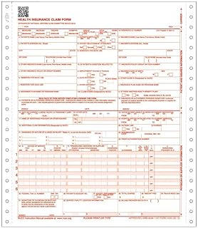 PDC Healthcare IF225 1500 Claim Form, No Barcode, Laser, 1 Part, 02/12, White and Red (Pack of 1000)