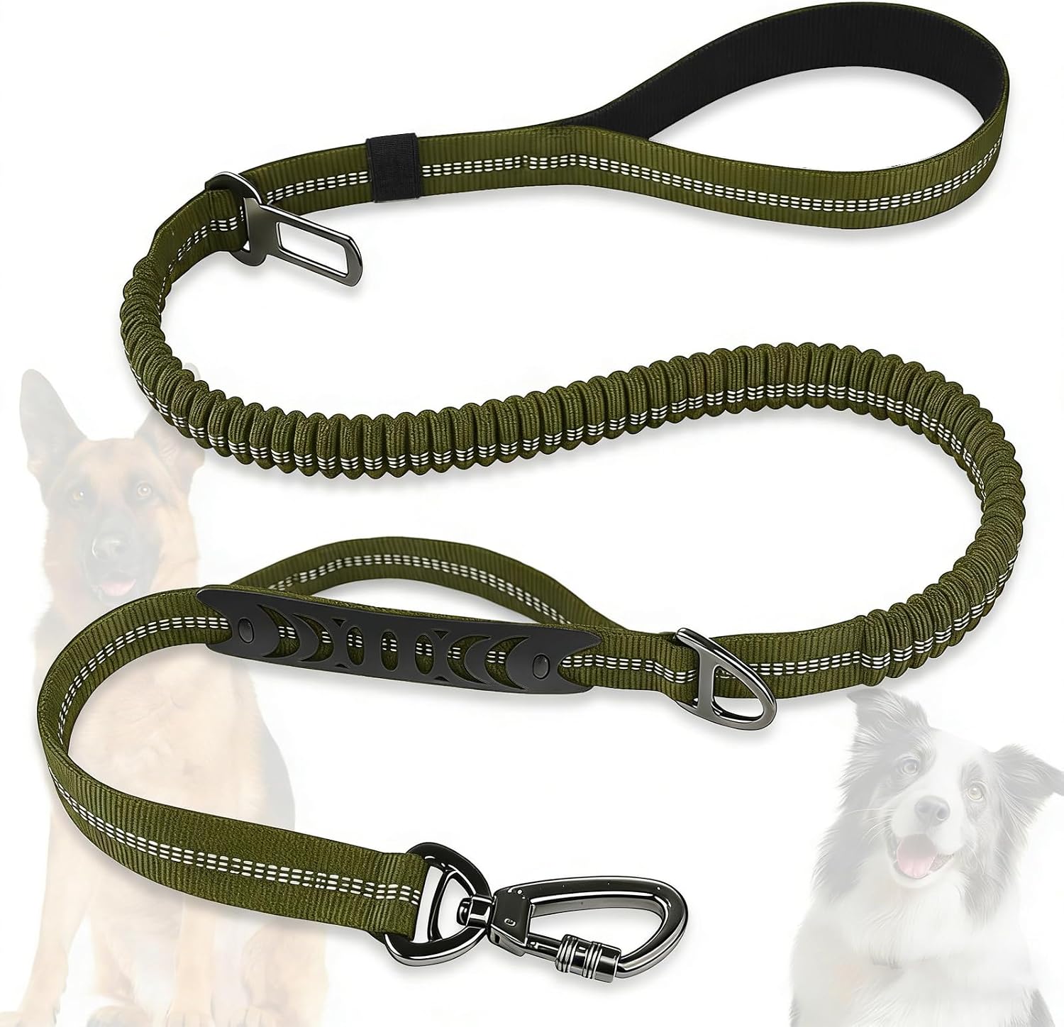 Dog Leash Heavy Duty, 4-6FT Bungee Leash Reflective Car Seat Belt for Dogs