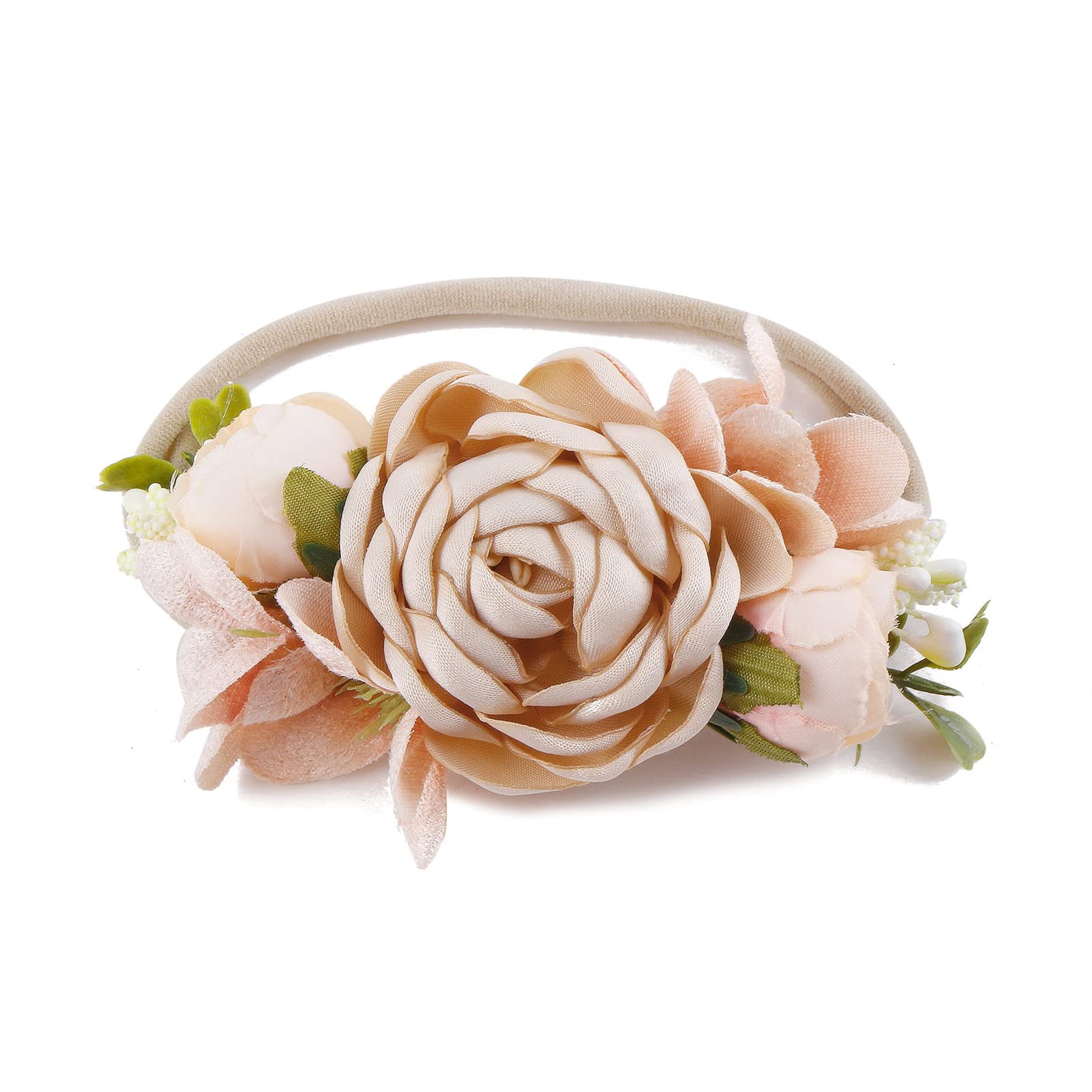 Diadema floral de nailon con corona de flores, 3 piezas de accesorios para el cabello, regalo para niñas, tamaño elástico, 3 piezas/juego