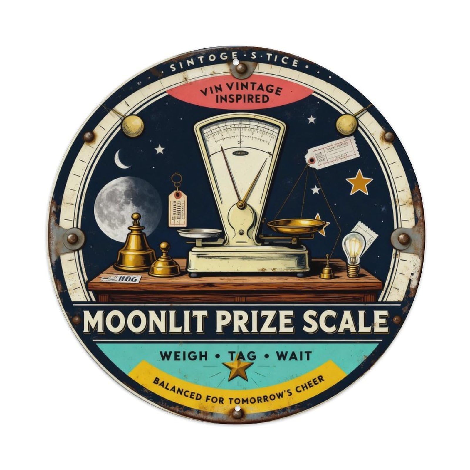 Moonlit Prize Scale Sign Metal Tin Sign Plaque