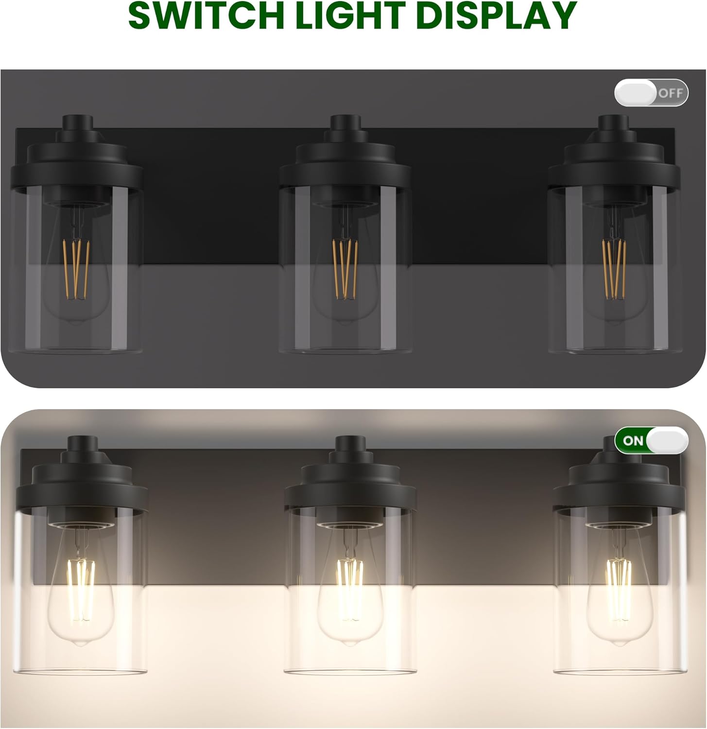 Esfos L35 Vanity Light switch display showing on and off states