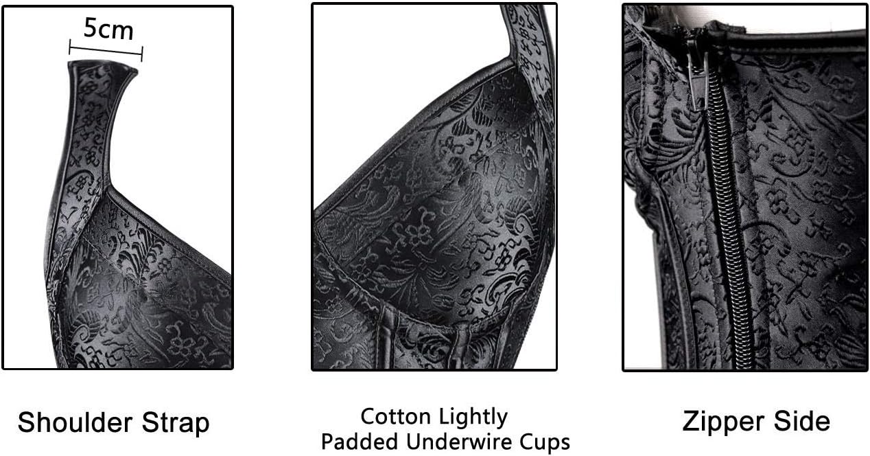 Kimring Women's Gothic Jacquard Shoulder Straps Tank Overbust Corset Bustiers - Image 6