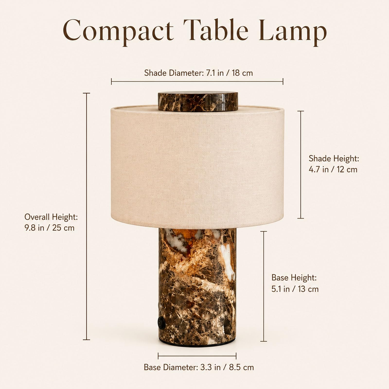 Lampe De Table En Marbre Rechargeable Sans Fil, À Intensité Réglable Par Effleurement, LED Avec 3 Températures De Couleur, Batterie 5 200 MAh, Abat-jour En Lin, Pour Chambre, Salon Ou Bureau