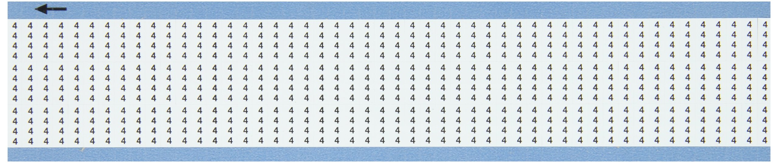 Brady TMM-4-PK 1.5" Marker Length, B-702 Low-Profile Glossy Vinyl-Coated Polyester, Black on White Solid Numbers Miniature Wire Marker Card, Legend "4" (Pack of 25 Card)