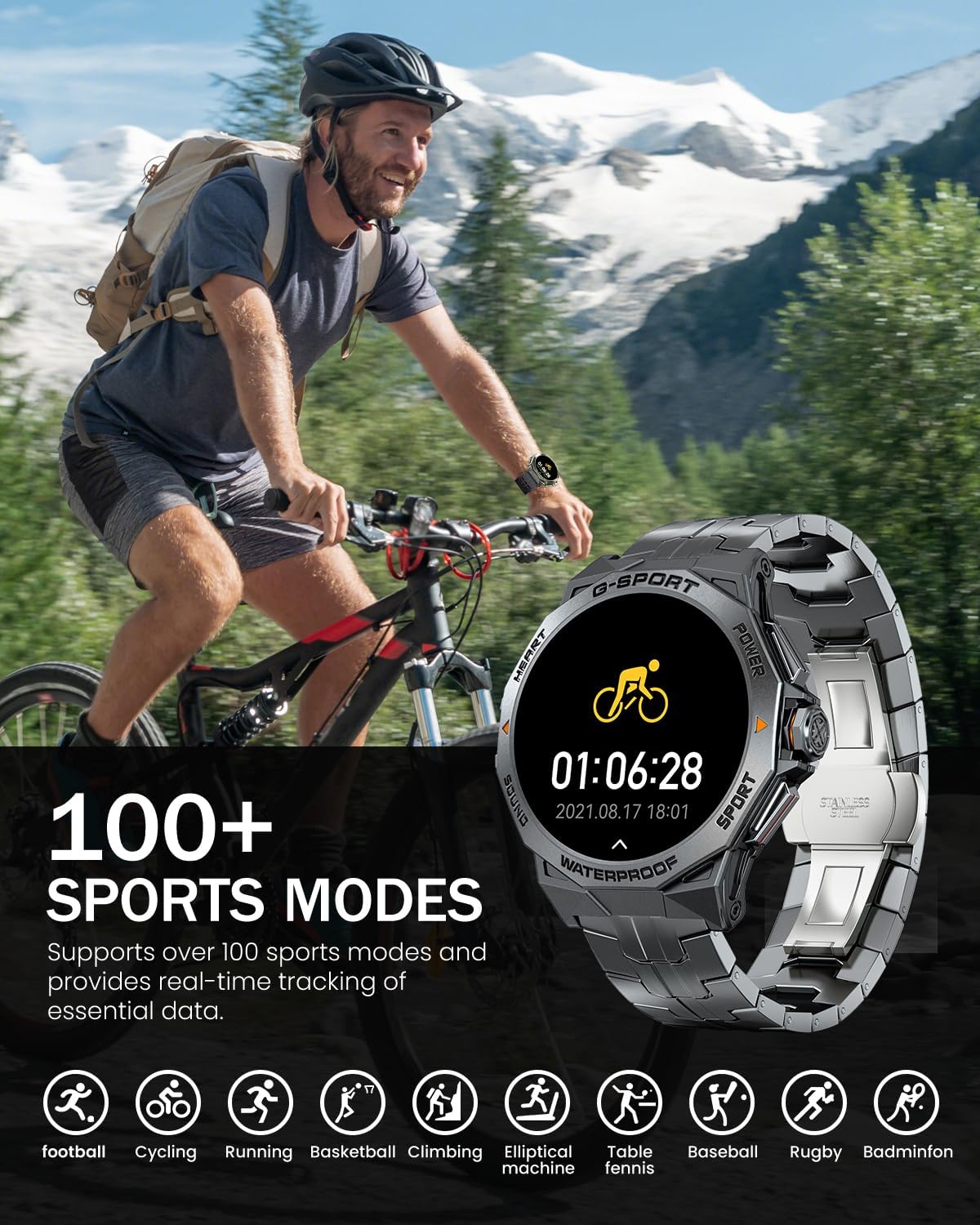 Military Smart Watch for Men with Bluetooth Call, 1.43" AMOLED Screen Smartwatch with Heart Rate/Sleep Monitor, IP68 Waterproof Fitness Tracker with 100+ Sport Modes for iOS Android