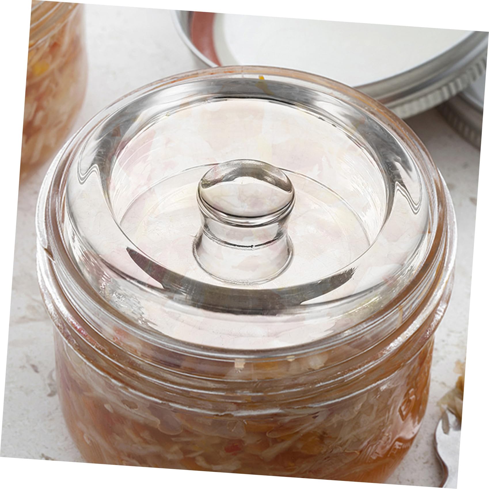 SEWACC Pesas de Fermentación de Vidrio 2 Unidades para Tarros de Boca Ancha, Tapas Pesadas para Fermentar, Diseño Compacto y Ligero, Aptas para Fermentación en Cocina y Conservación