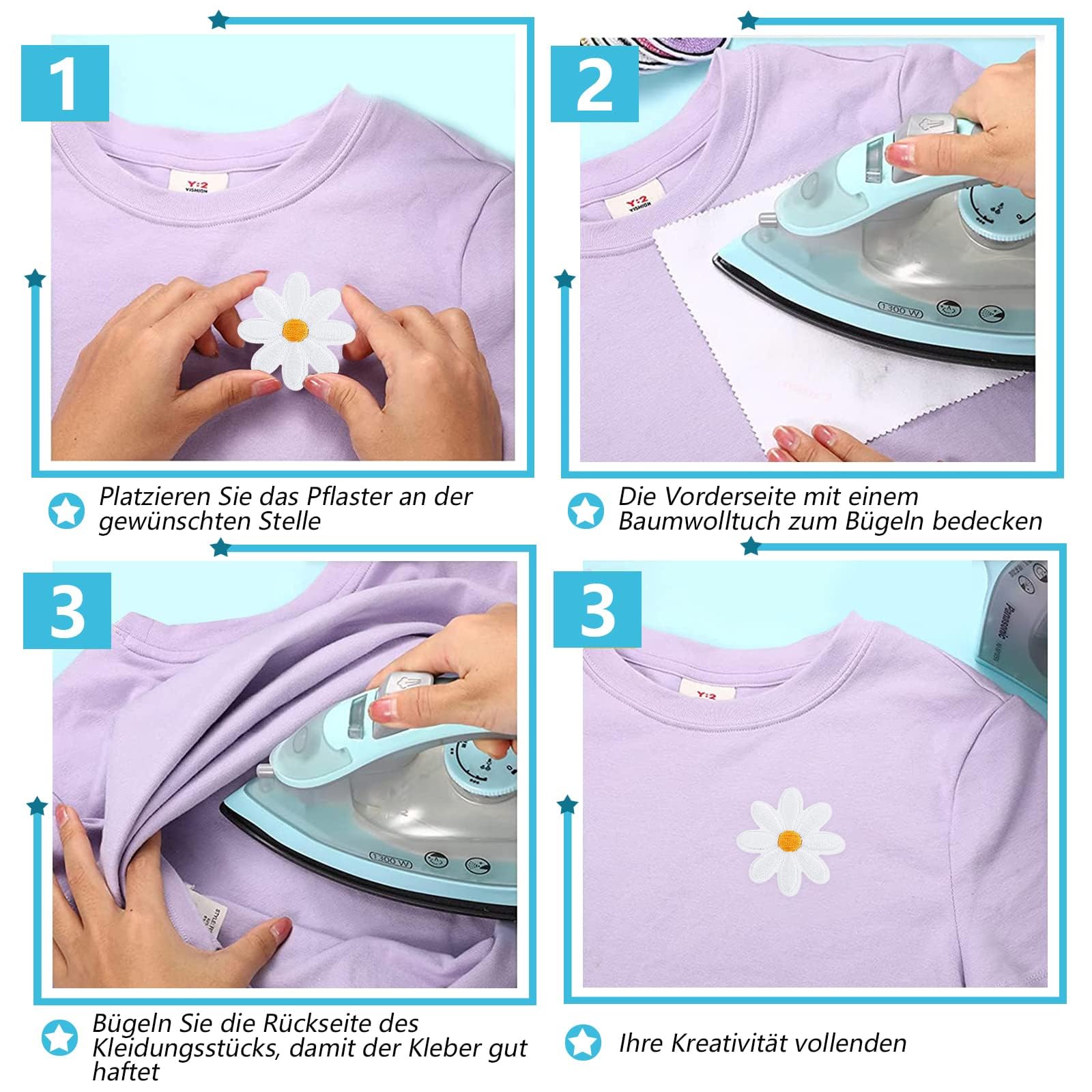 40 Toppe Termoadesive A Forma Di Margherita - Per Vestiti, Jeans E Borse, Decorazione Fai Da Te - Foto 6