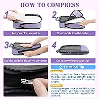 Vista 89 de BAGAIL 4 juegos/6 juegos/8 cubos de compresión para embalaje, accesorios de viaje, organizadores de embalaje expandibles (malla cuadrada, 06-beige)