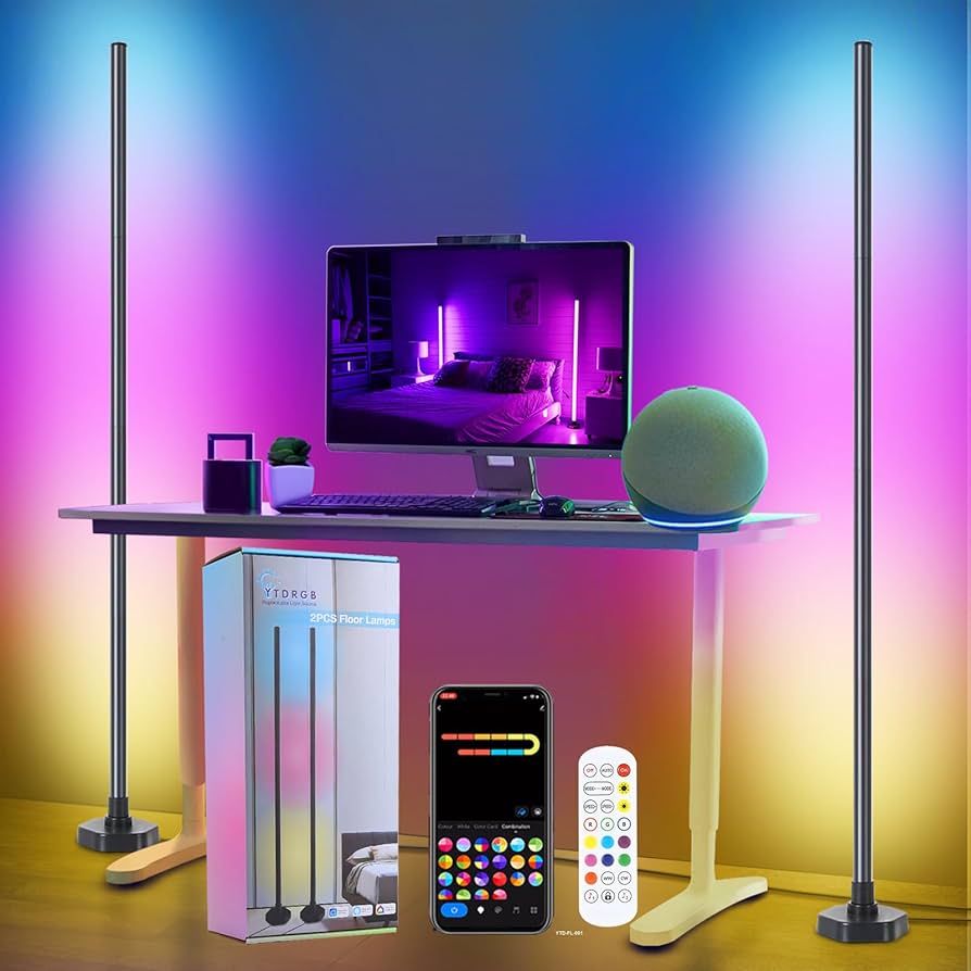 YTDRGB LED Floor Lamp, Corner Lamp Compatible with Alexa