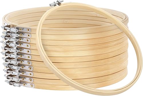 Vista 24 de Caydo Juego de 12 aros de bordado de 6 pulgadas, anillo redondo de punto de cruz a granel