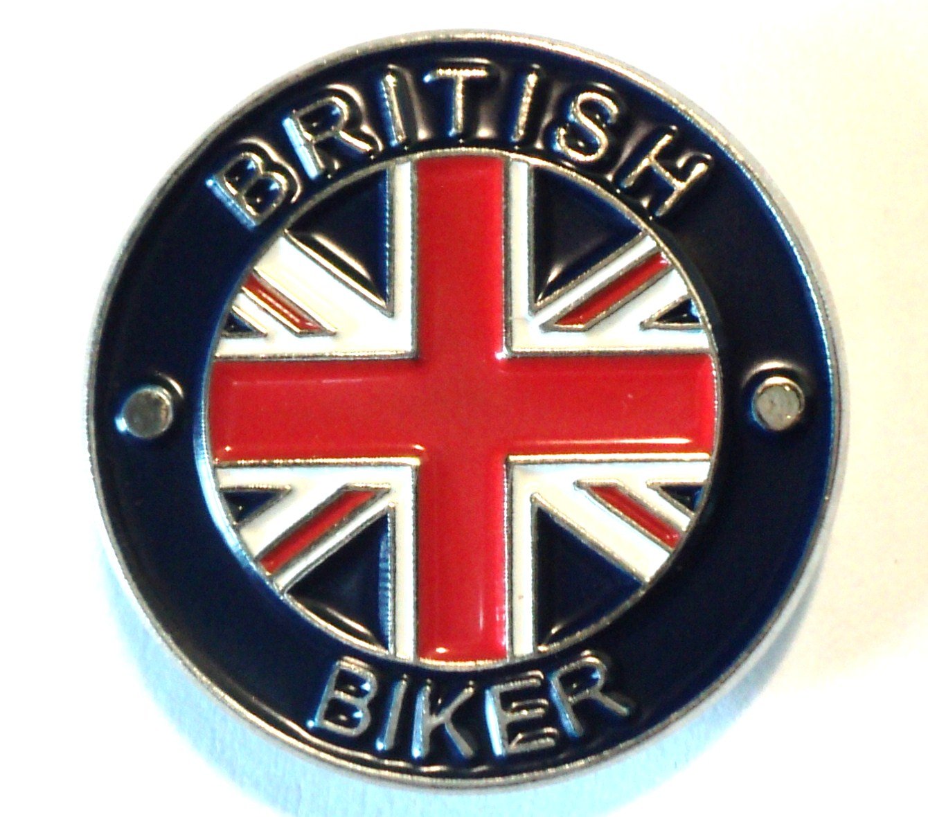 British Biker Union Flag GB Great Britain Metal Motorcycle Enamel Badge