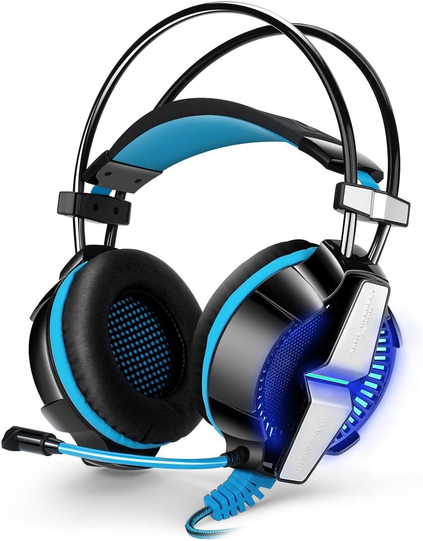 VOXLINK KOTION EACH GS700 3.5mm Gaming Game Headset Headphone Earphone Headband with Mic Stereo Bass LED Light for PS4 PC Computer Laptop Mobile Phones (Blue)