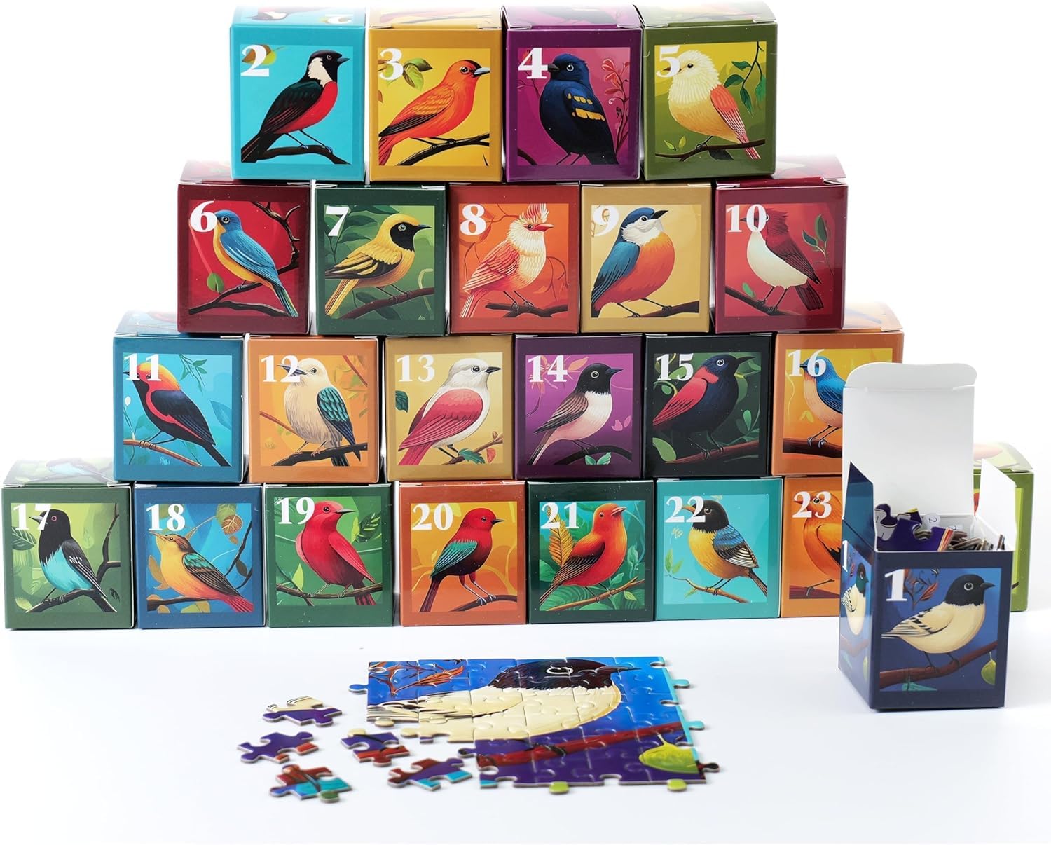 Birds, 24 Mini Pack, 1000 Pieces Puzzles, Calendar Puzzles, Individual Puzzles