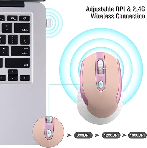 Miniatura 2 de RaceGT Mouse inalámbrico para computadora mouse inalámbrico silencioso de 24 G para laptop mouse con 6 botones y 3 DPI ajustables para laptop RGB,