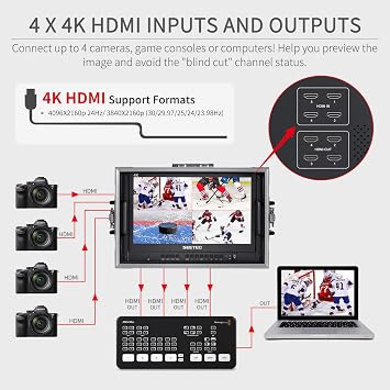 ATEM156-CO 15.6 250nit 4 HDMI in Out Broadcast Carry-on Monitor