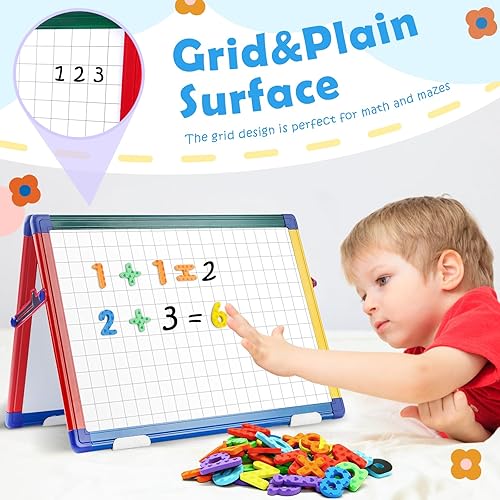 Miniatura 7 de SWANCROWN - Pizarra blanca portátil de borrado en seco para niños, pizarra blanca magnética portátil de 16 x 12 pulgadas, caballete de arte de doble