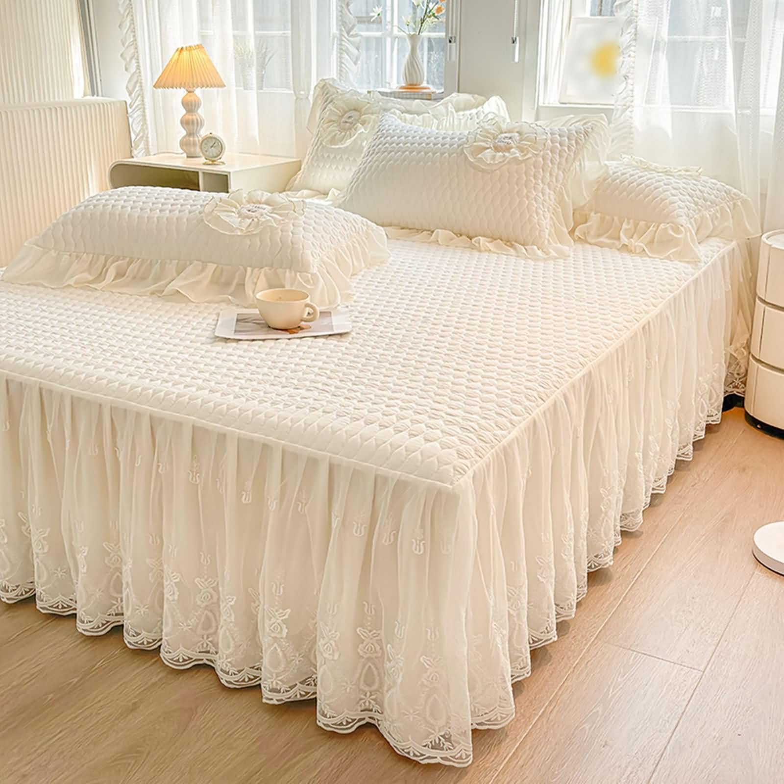 Drap plat 150x200 lit 2 personnes avec 2 taies d'oreillers beige