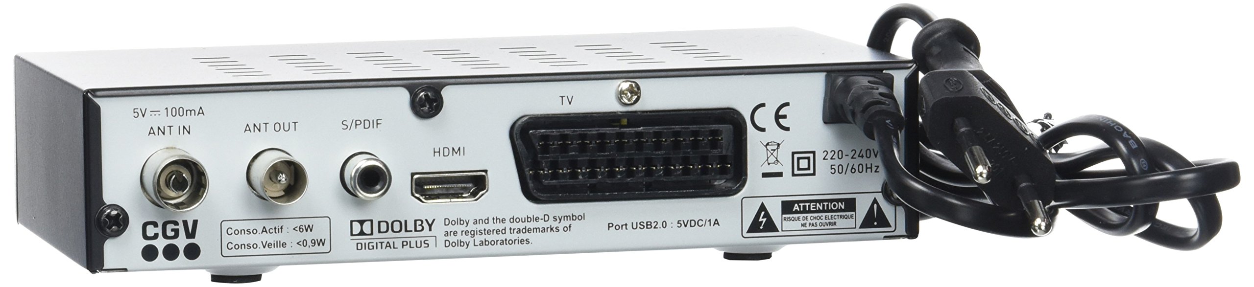 CGV ETIMO 2Tb Récepteur/Enregistreur TNT HD à Double Tuner Noir