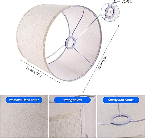 Miniatura 2 de Juego de 2 pantallas de lámpara, pantalla de tambor para lámparas de mesa, lámpara de pie, 13 pulgadas superior x 13 pulgadas inferior x 10 pulgadas