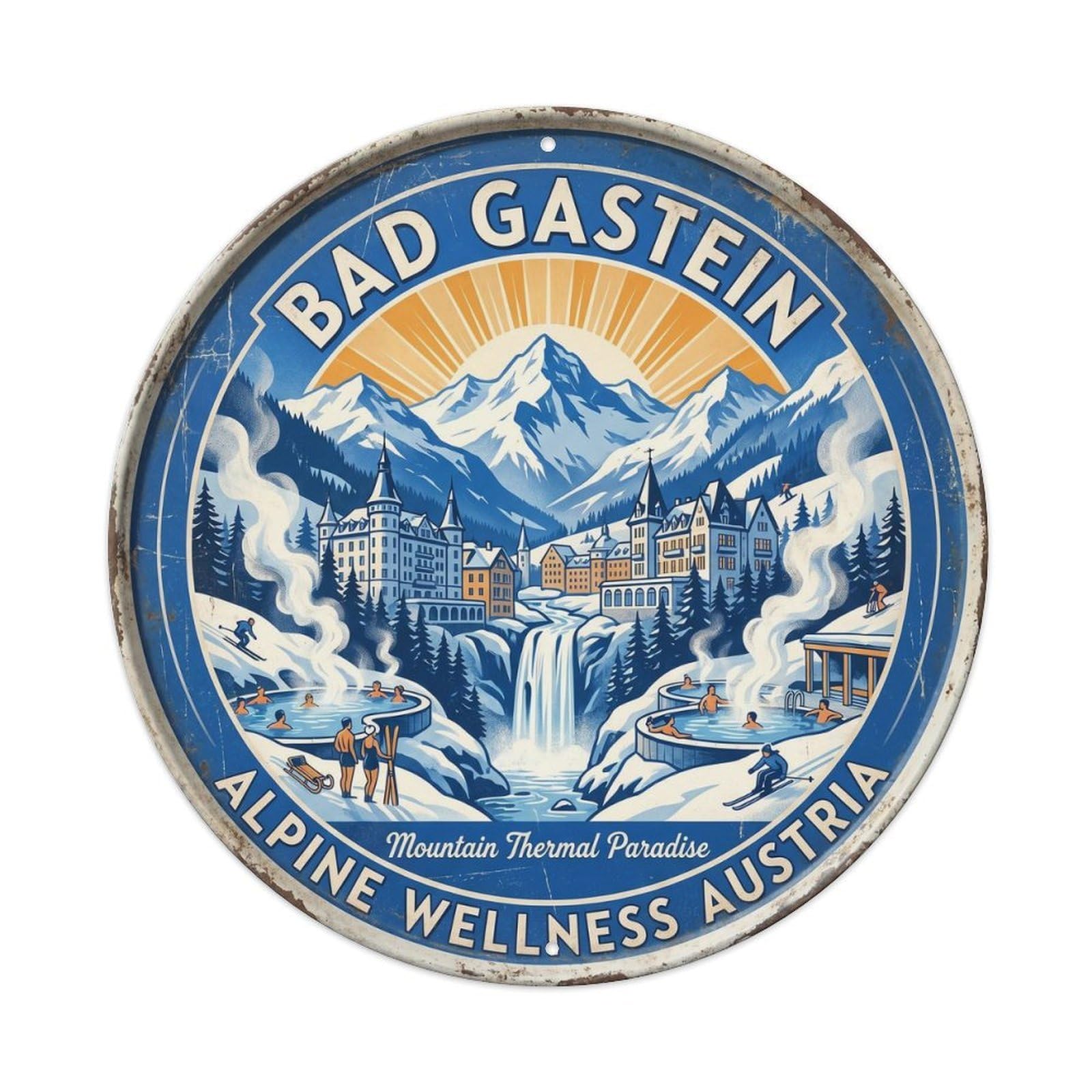 Vintage Travel Gastein Thermal Austria Metal Tin Sign