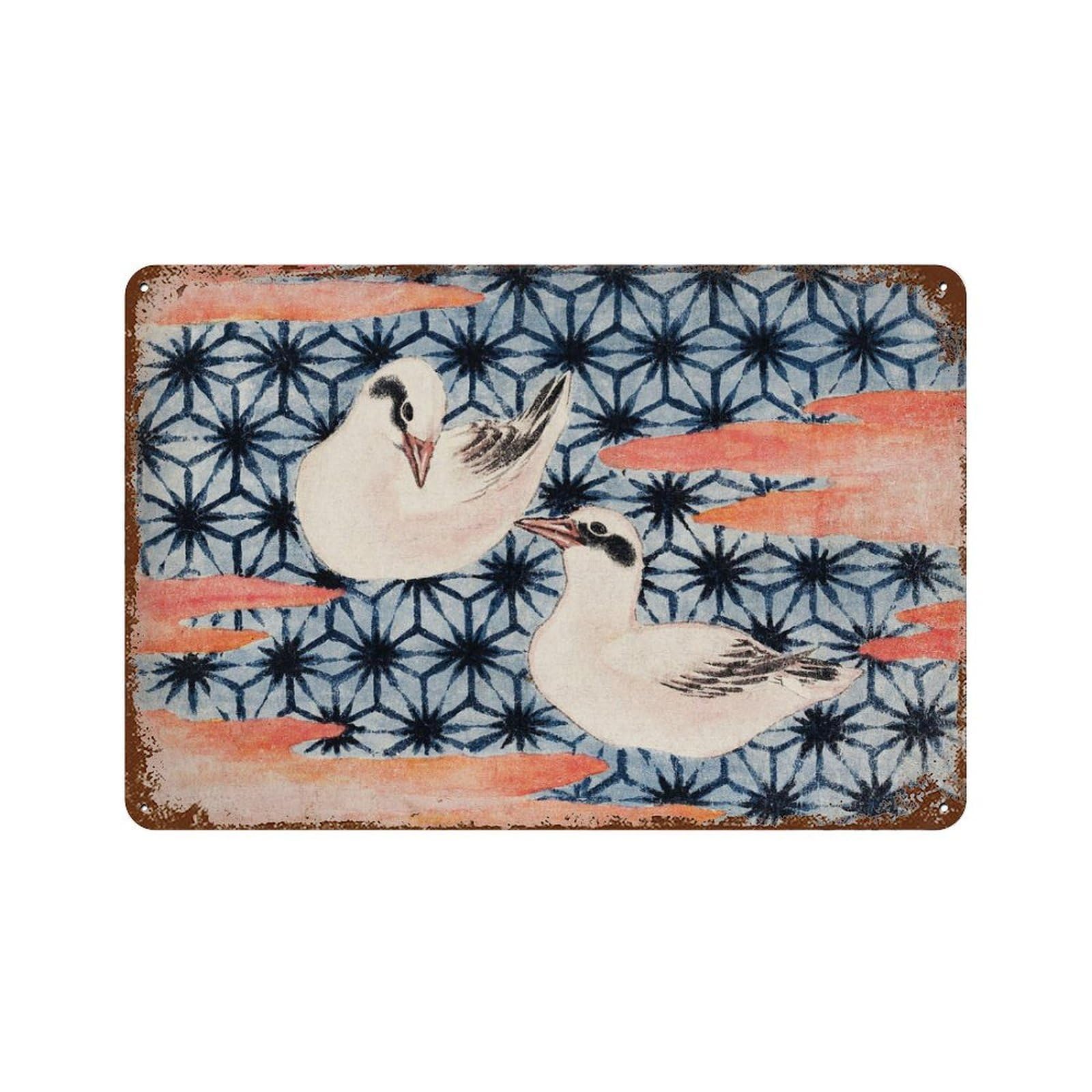 xiaoxiaoshen Hokusai Birds Vintage Japanese Woodblock Wall Decor Art Metal Tin Poster Modern Home Decor Art Home Bar Shop Decorations Vintage Sign 20x30cm