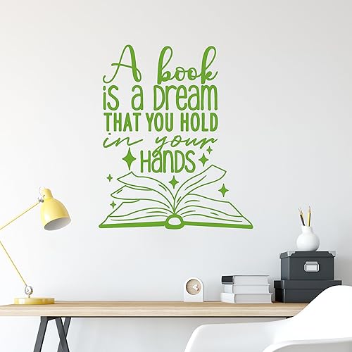 Miniatura 3 de Vinilo adhesivo de pared Sueño Aprender libro Palabras Citas Biblioteca Pegatinas Mural Decoración grande (g7748) Negro