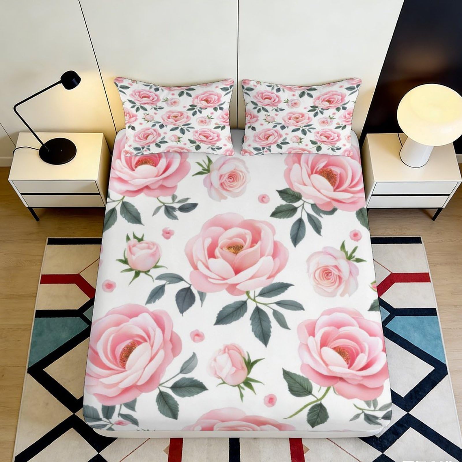 3D Printed Mandala Fitted Sheet Microfiber Deep Pocket Non-Slip Bedroom Mandala Mattress Fitted Cover for Adults 140x200x25cm