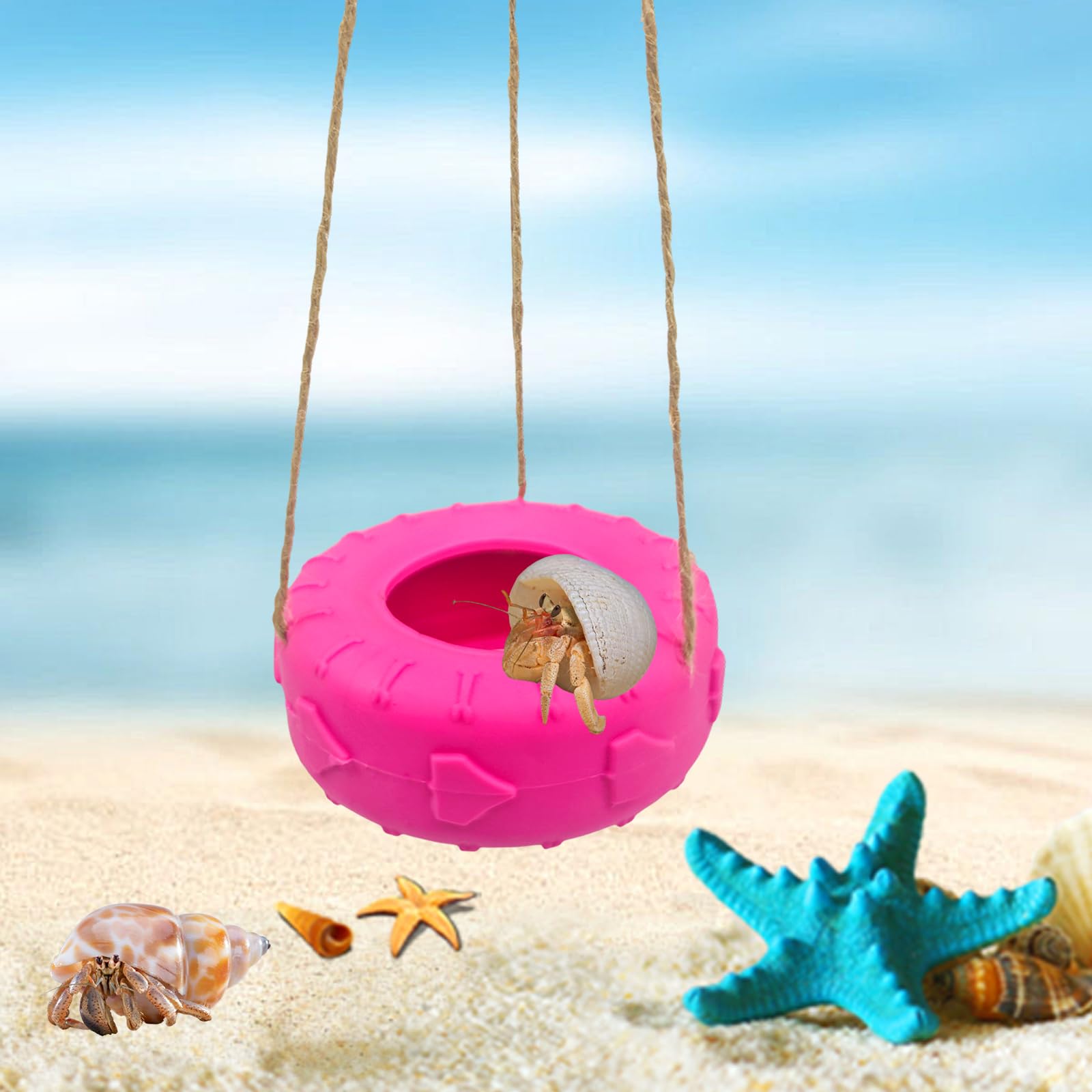 MAGNEECH Colours Hermit Crab Tire Swing,Suction Cup Hook Climbing Toy,Hermit Crab Terrarium Accessories - A Must-Have for Any Reptile Amphibian Small